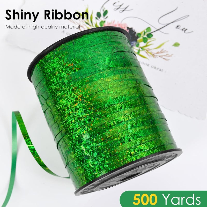 VISPAD Green Curling Ribbon 500 Yard, Shiny Metallic for Gift Wrapping, Balloon String, 3/16" Thin Gift Ribbon for Florist Flower - Image 2